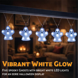 Fxlab Set Of 5 Acrylic Ghost Lights With 40 White Led Outdoor Battery Decoration Timer - thumbnail 3