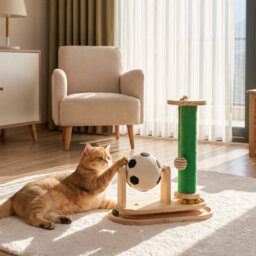 Living And Home Cat Scratching Post With Interactive Toys, 38Cm W X 40Cm H - thumbnail 1