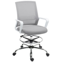 Homcom Draughtsman Chair, Mesh Ergonomic Drafting Chair, Grey - thumbnail 2