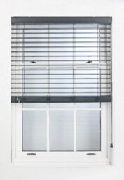 Furnished Faux Wood Venetian Blinds - Dark Grey 50mm Slats Trimmable Blinds For Windows And Doors  (W)125Cm (L)150Cm - thumbnail 2