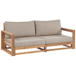 Beliani Garden Sofa 2 Seater Timor Modular Certified Acacia Wood Light Brown