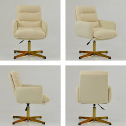 Lakeland Furniture Katarni Cream Boucle Gold Base Office Chair - thumbnail 2