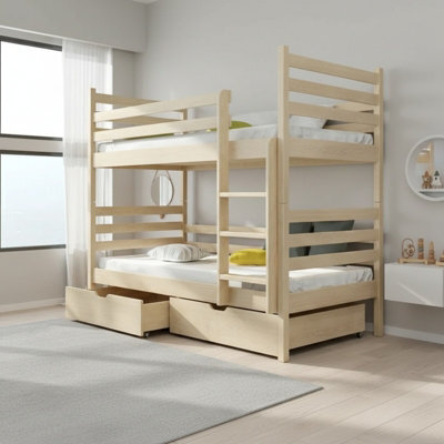 Kids Bunk Bed Modern Design Durable Construction Perfect For A Childs Room Easy To Assemble Comfortable And Safe Pine - image 1
