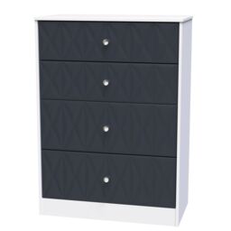 Genoa Ready Assembled Matt Indigo & White No Effect 4 Drawer Deep Chest (H)1063mm (W)766mm (D)395mm - thumbnail 2