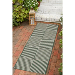 Melrose Eden Multistripe Green Abstract Design Pile Height 3mm Area Indoor Outdoor Runner Rug - 67/200Cm