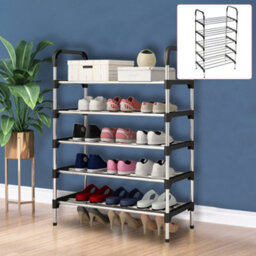 Living And Home 5 Tiers Black Freestanding Shoe Rack Shoe Storage Organizer Shelf Space Saving Display Shelves - thumbnail 4