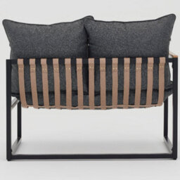 Impact Furniture Garden Sofa Set Lounge Outdoor 2 Seater Sofa With Chairs Coffee Table Grey Cushions Black Metal Furniture Porto - thumbnail 5
