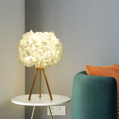 Living And Home E27 Fabric Lampshade Wooden Tripod Base Table Lamp Fixtures Decor - Warm Light - image 1