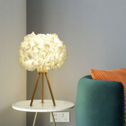 Living And Home E27 Fabric Lampshade Wooden Tripod Base Table Lamp Fixtures Decor - Warm Light - thumbnail 1