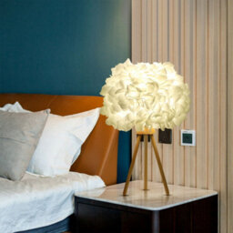 Living And Home E27 Fabric Lampshade Wooden Tripod Base Table Lamp Fixtures Decor - Warm Light - thumbnail 2