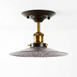 Vintage Semi Flush Mount Ceiling Light Metal Brushed Silver Lampshade With E27 Holder Fitting Ceiling Lights For Living Room