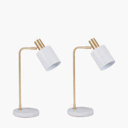 Pacific Lifestyle Set Of 2 Biba Marble Footed White And Gold Table Lamp - thumbnail 3