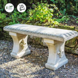 Oakleystone Northern Cute Straight Garden Bench Stone Cast Garden Statue - thumbnail 3