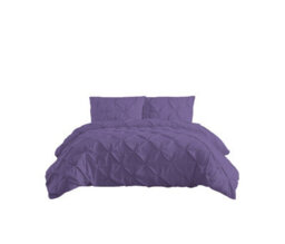 Pintuck Pinch Pleated Polycotton Duvet Cover And Pillowcase/s Set Bed Linen Lilac - thumbnail 2