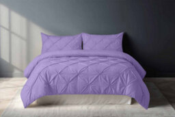 Pintuck Pinch Pleated Polycotton Duvet Cover And Pillowcase/s Set Bed Linen Lilac