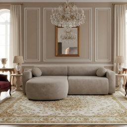 Compact Nicelo Beige Corner Sofa Bed Functional Design With Bedding Compartment - thumbnail 3