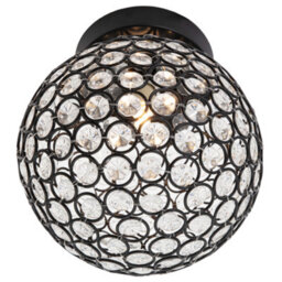 Happy Homewares Modern Matte Black And Clear Beaded Glass Ip44 Rated Bathroom Ceiling Light - thumbnail 3