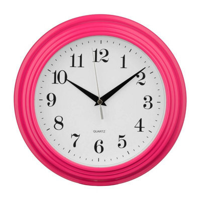 Orsina Hot Pink Wall Clock, Elegant Distressed Design With Bold Black Numerals And Classic Face, Reliable Quartz