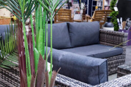 Sh&g Edgerton 5 Seater Corner Sofa Set - 2 Piece Table & Sofa - Brown Rattan With Grey Cushions - Indoor & Outdoor - thumbnail 4