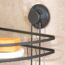 Ohs 2 Tier Suction Shower Caddy Bathroom Corner Wall Shelf - Black - thumbnail 2