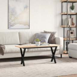 Berkfield Coffee Table X-Frame 110X40X45 Cm Solid Wood Pine And Steel - thumbnail 3