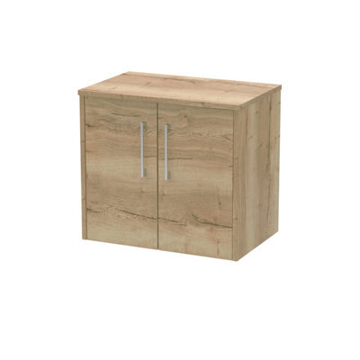 Hudson Reed Juno Wall Hung 2 Soft Close Door Vanity Unit With Worktop In Autumn Oak Finish, 600mm - image 1