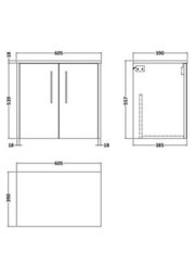 Hudson Reed Juno Wall Hung 2 Soft Close Door Vanity Unit With Worktop In Autumn Oak Finish, 600mm - thumbnail 4