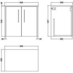 Hudson Reed Juno Wall Hung 2 Soft Close Door Vanity Unit With Worktop In Autumn Oak Finish, 600mm - thumbnail 3