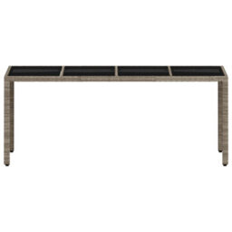 Walplus Garden Table With Glass Top Light Grey 190X90X75 Cm Poly Rattan - thumbnail 5