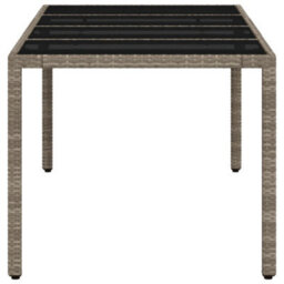 Walplus Garden Table With Glass Top Light Grey 190X90X75 Cm Poly Rattan - thumbnail 6