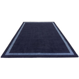 Blue Plain Handmade Bordered 7mm Thick Stain-Resistant Rug For Bedroom, & Dining Room, Wool Area Rug-120Cm X 170Cm - thumbnail 6