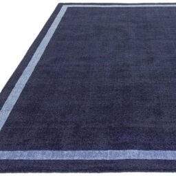 Blue Plain Handmade Bordered 7mm Thick Stain-Resistant Rug For Bedroom, & Dining Room, Wool Area Rug-120Cm X 170Cm - thumbnail 2