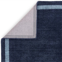 Blue Plain Handmade Bordered 7mm Thick Stain-Resistant Rug For Bedroom, & Dining Room, Wool Area Rug-120Cm X 170Cm - thumbnail 4