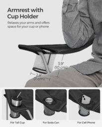 LEDREM Folding Camping Chairs, Set Of 2 Outdoor Chair, With Armrests, Cup Holder, Portable, 120 Kg Capacity, Black - thumbnail 6