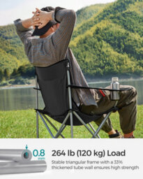 LEDREM Folding Camping Chairs, Set Of 2 Outdoor Chair, With Armrests, Cup Holder, Portable, 120 Kg Capacity, Black - thumbnail 5