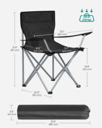 LEDREM Folding Camping Chairs, Set Of 2 Outdoor Chair, With Armrests, Cup Holder, Portable, 120 Kg Capacity, Black - thumbnail 8