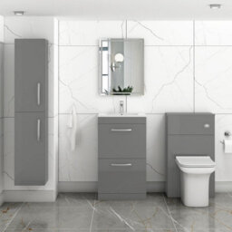 Royal Bathrooms Turin Indigo Grey Gloss 500mm Floor Standing Vanity Unit 2 Drawer With Minimalist Basin Sink - thumbnail 2