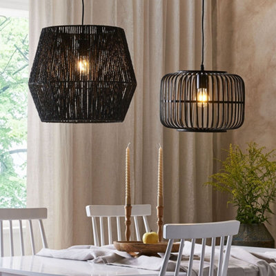 Wyld And Coco Bohonest Pendant Lamp Black Bamboo Cage Shade Adjustable Cable, W32 X D32 X H24Cm - image 1