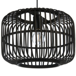 Wyld And Coco Bohonest Pendant Lamp Black Bamboo Cage Shade Adjustable Cable, W32 X D32 X H24Cm - thumbnail 5