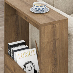 Decortie Simpi Modern Slim End Table Magazine Rack 55Cm Multipurpose Dark Oak Effect Living Room H 60Cm - thumbnail 5