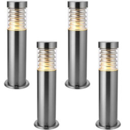 4 Pack Outdoor Ip44 Bollard Light Marine Grade Steel Lamp Post Garden Patio - thumbnail 1