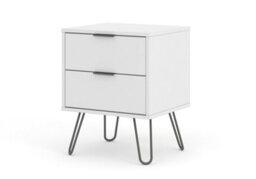 Core Products Augusta Industrial White 2 Drawer Bedside Cabinet H57.0Cm X W45.0Cm X D39.5Cm - thumbnail 1