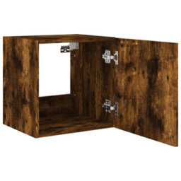 Berkfield Tv Wall Cabinets With Led Lights 2 Pcs Smoked Oak 40.5X35X40 Cm - thumbnail 9