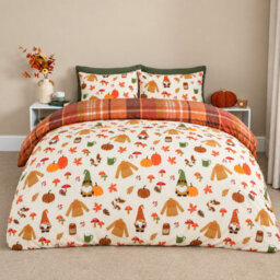 Autumn Reversible Microfibre Duvet Cover Set With Pillowcases - thumbnail 1