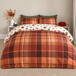 Autumn Reversible Microfibre Duvet Cover Set With Pillowcases - thumbnail 2