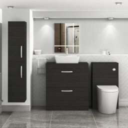 Royal Bathrooms 800mm Hale Black 2 Drawer Free Standing Bathroom Vanity Unit With Basin & Cube Countertop Sink - thumbnail 2