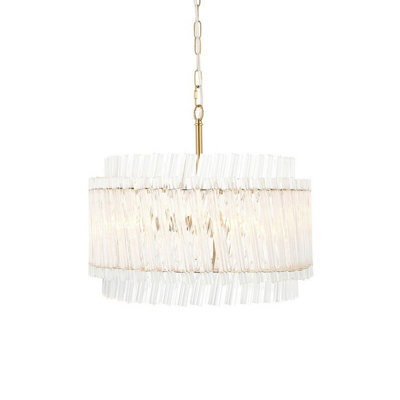 Luminosa Lighting Luminosa Langford Pendant Ceiling Light Brushed Aged Brass Plate & Clear Glass 3 X 7W Led E14 - image 1