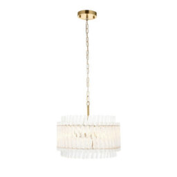 Luminosa Lighting Luminosa Langford Pendant Ceiling Light Brushed Aged Brass Plate & Clear Glass 3 X 7W Led E14 - thumbnail 6
