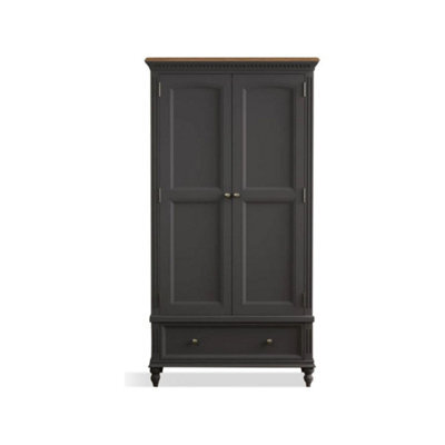 Furniture 48 Philippe Oak And Charcoal Grey Painted Double Wardrobe