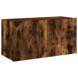 Berkfield Tv Wall Cabinet With Led Lights Smoked Oak 80X35X41 Cm - thumbnail 3